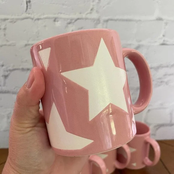 Vintage Waechtersbach W. Germany Pink Star Mugs Set of 4 - Picture 7 of 8
